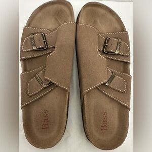 Bass Tan Leather Cleopatra Sandals with Buckle Straps Women’s Size 9.5